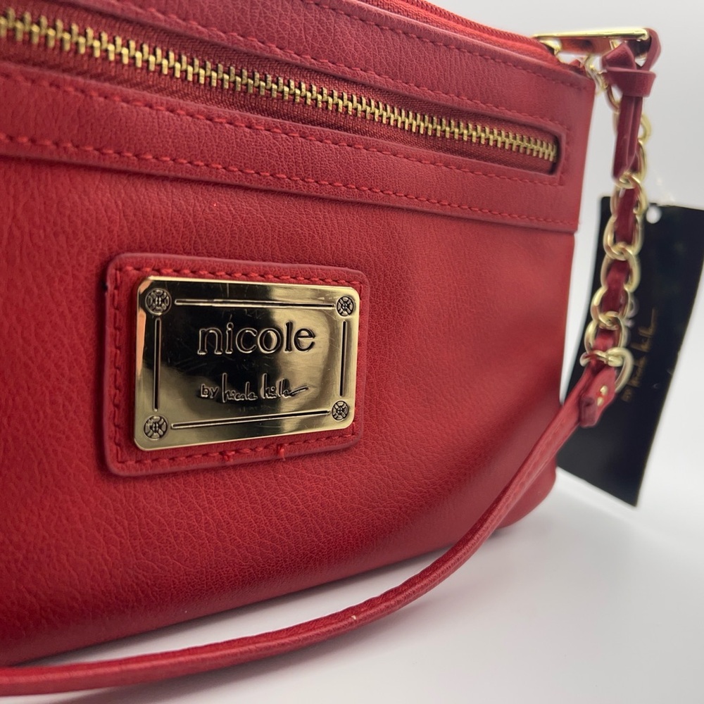 Nicole Miller Red Crossbody Bag with Gold Details